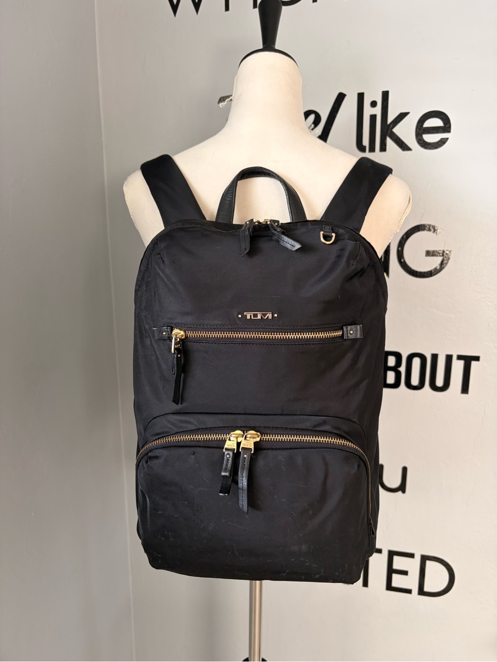 Tumi Voyageur Black Nylon Backpack with Gold-Tone Hardware